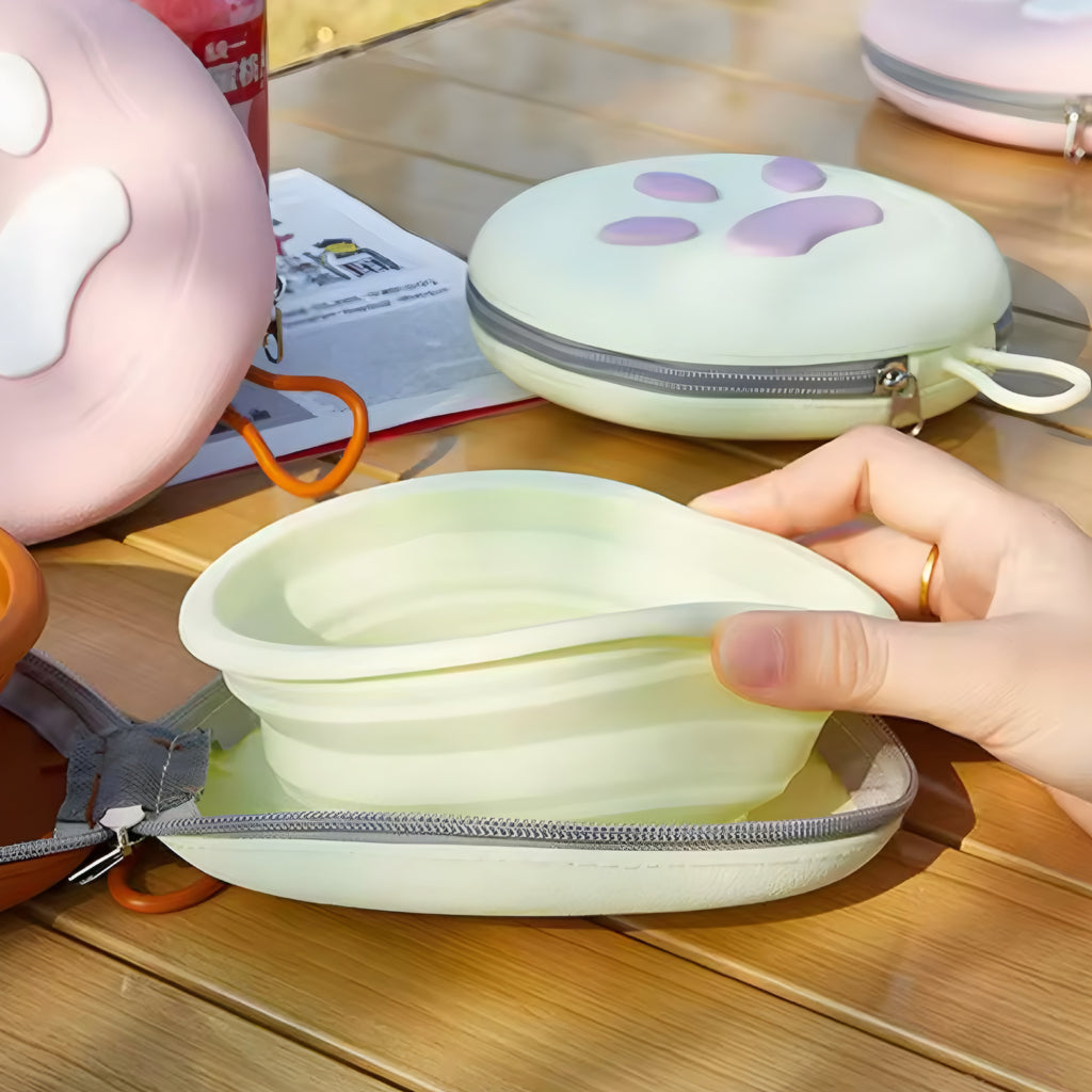 Plato de Silicona Plegable 2 en 1 para Perros – Práctico y Portátil