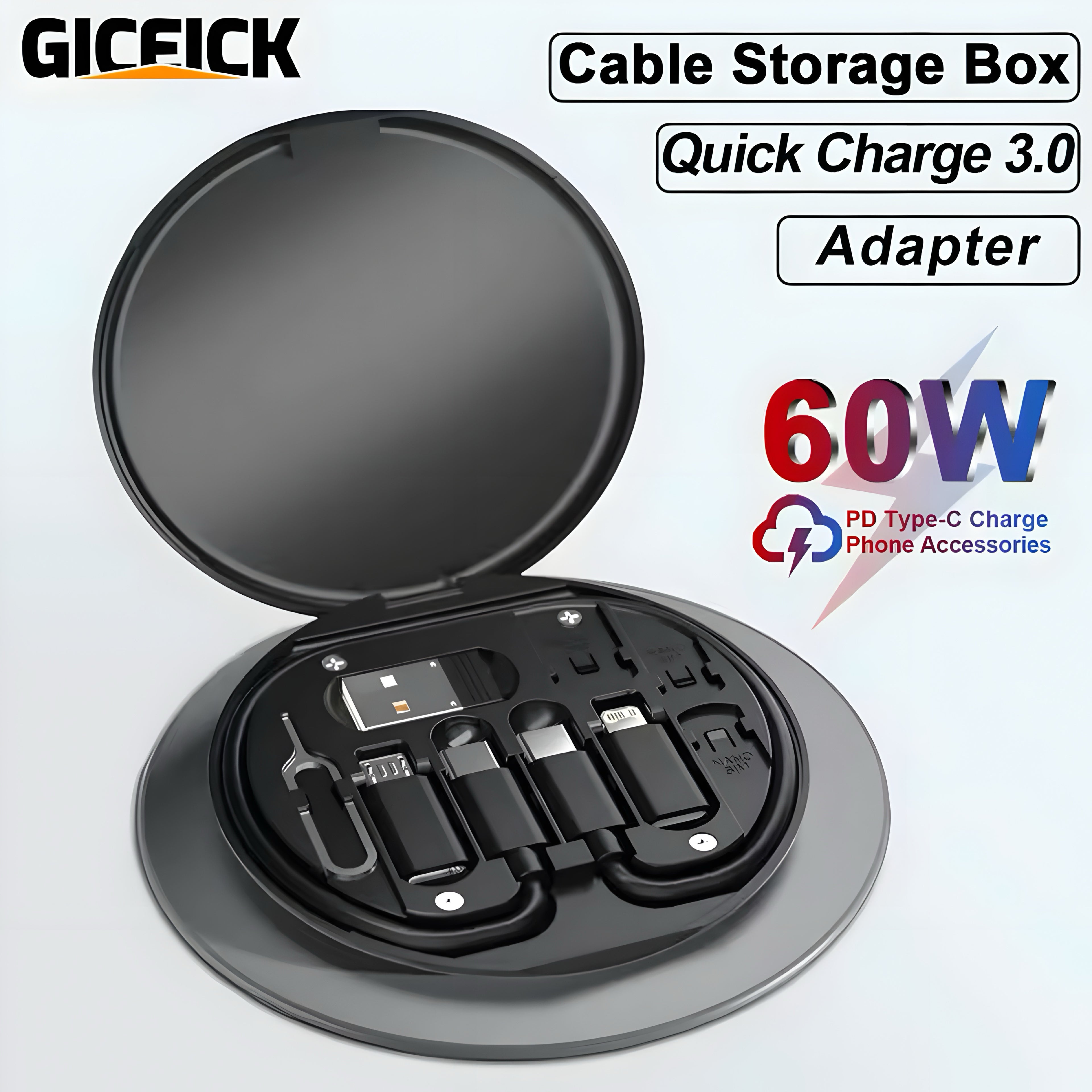🔌 Cable de Carga Multifuncional PD 60W – Un Estuche. Todos tus Dispositivos. Cero Caos