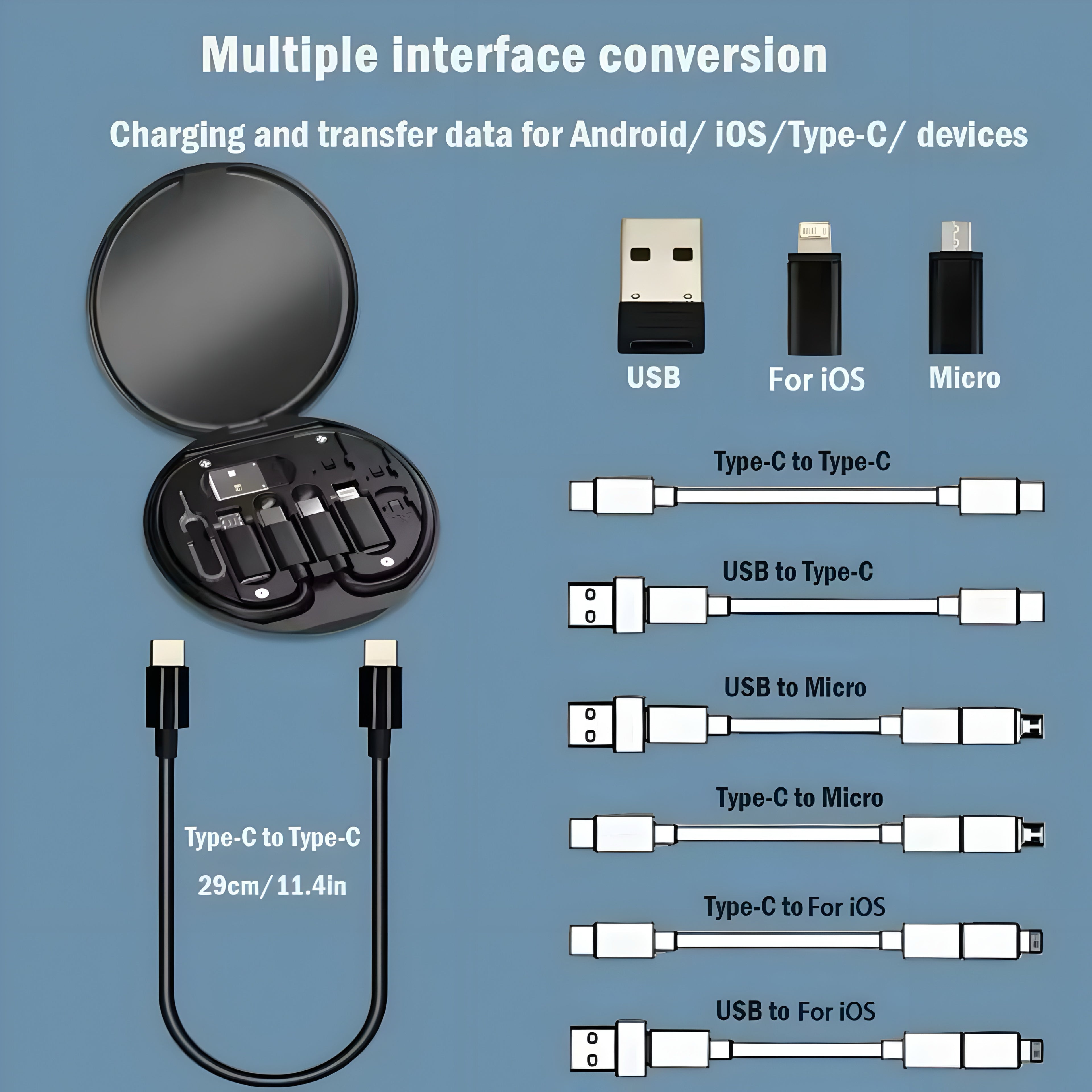 🔌 Cable de Carga Multifuncional PD 60W – Un Estuche. Todos tus Dispositivos. Cero Caos