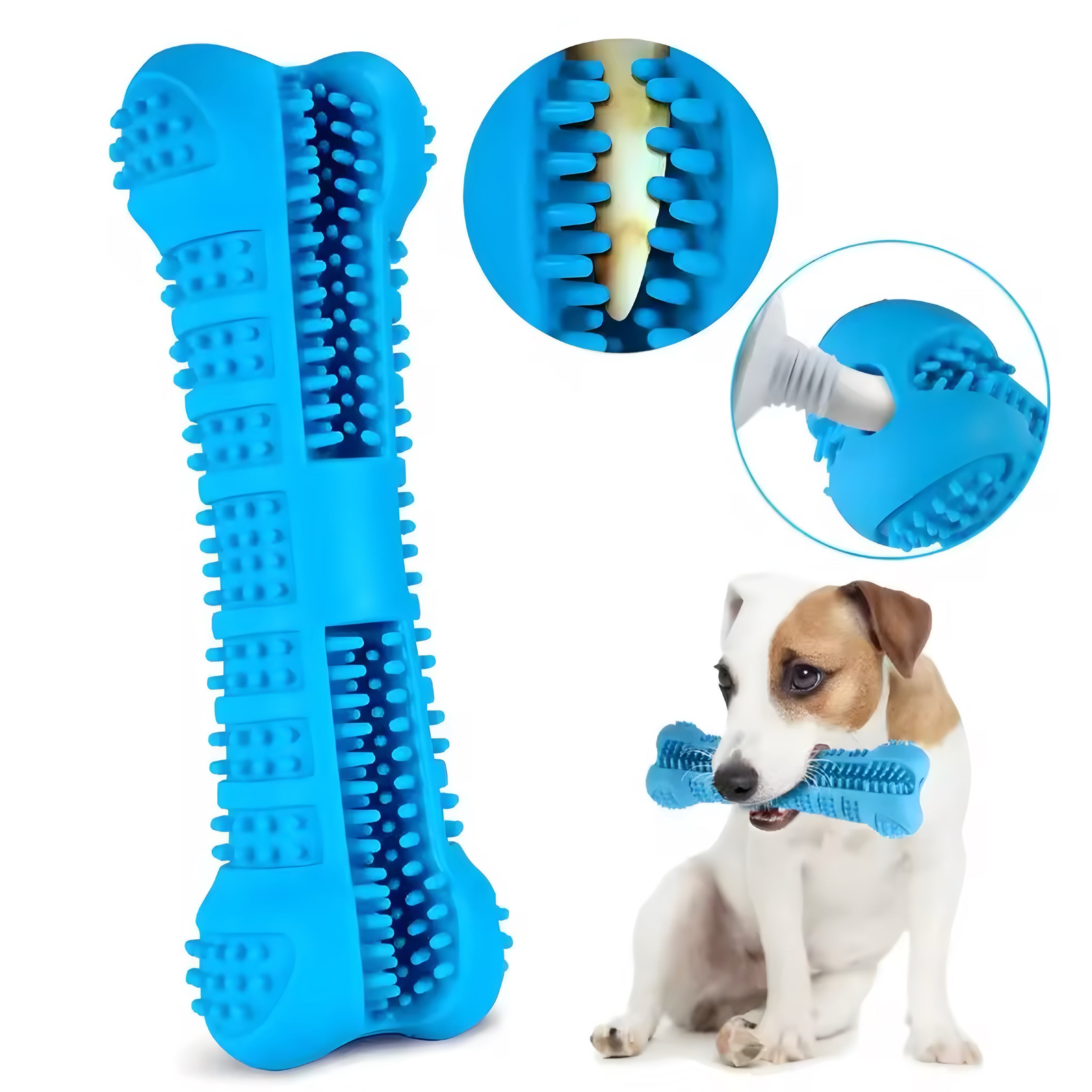 🦷 Cepillo de Dientes y Juguete para Perros 360° – Limpieza y Diversión en Uno