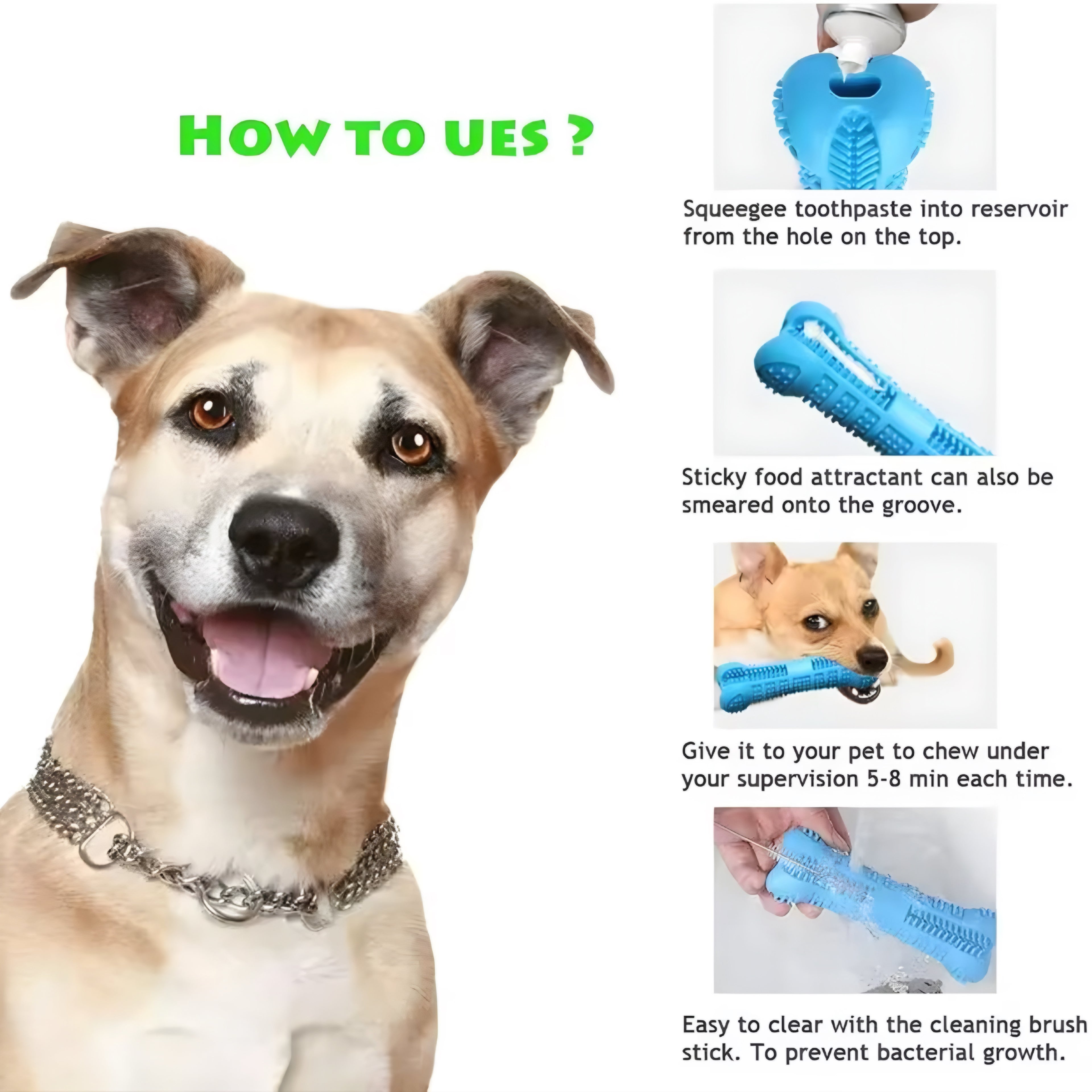 🦷 Cepillo de Dientes y Juguete para Perros 360° – Limpieza y Diversión en Uno